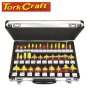 Tork Craft Router Bit Set 35PIECE Aluminium Case Glass Front 1/4 Shank