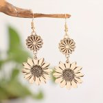 Vintage 3D Sunflower Design Dangle Earrings Zinc Alloy Jewelry Female Gift For Women Daily Wear Accessories