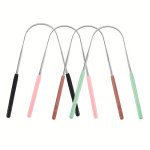 Stainless Steel Tongue Scrapers Plastic Handle Reduce Bad Breath Tongue Scrapers For Adults Metal Tongue Scrapers Cleaners Brush