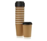 Double Wall Kraft Cup + Lid 500ML - 10PK