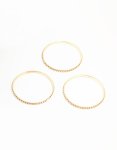 Goldair Gold Diamante Cup Chain Bangles 3-PACK