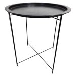 Metal Side Table With Tray Black 52CM