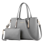 Noumiqiay Luxury Women Pu Leather Shoulder Crossbody Bag Handbags Set - Grey