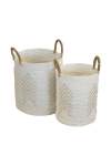 Basket Round White With Natural Chevron - Large 40D X 45H