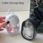 Compact Clear Charger & Cable Organizer Pouch With Keychain - Portable Earbud And Cord Storage Case Protective Travel Accessory