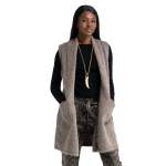 Faux Fur Long Gilet - Mocha Free