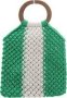 BlackBerry Green/white Colour Block Crochet Tote Bag