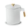 Bacon Grease Container 1.4L Stainless Steel Oil Can With Strainer White
