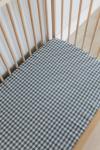 Blue Check Cot Fitted Sheet - Large Sa Cot: 132CM X 66CM X 10CM