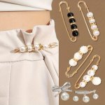 13PCS Brooch Pins Sweater Shawl Hat Clip Neckline Pins Double Faux Pearl Brooches For Women Daily Use Fashion Cover Up Buttons C