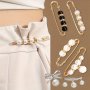 13PCS Brooch Pins Sweater Shawl Hat Clip Neckline Pins Double Faux Pearl Brooches For Women Daily Use Fashion Cover Up Buttons Clothing Dress Decoration