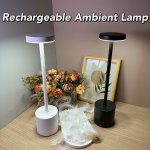 1PC Touch Control LED Desk Lamp Rechargeable Wireless Portable Desk Lamp With A Typec Charging Cable 3 Colors Any Switch Adjusta