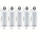5PCS/LOT 750ML White Blank Sublimation Water Bottle With Screw Carabiner Hook Aluminum Waterbottles For Outdoor Sports