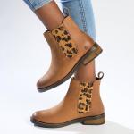 Stella Leather Ankle Boot - Tan leopard - 9