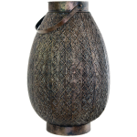 Tall Lacy Metal Lantern With Glass Cylinder