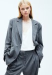 Double-breasted Blazer - Grey Pinstriped