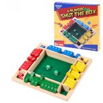 Aiuaza Dice Game Shut The Box Wooden Board Game 4 Sided Family Math Game For 2-4 Players Educational Learning Interactive Classi
