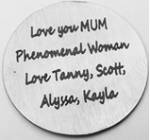 FLPD3 - Personalized Message Or Wording Disc For Floating Locket Necklace - Front Only Engraving R149