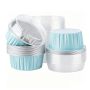 4.5OZ Dot Cake Cups With Lids Lake Blue 25PACKS Aluminum Foil Ramekins
