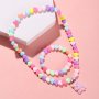 2PCS Necklace Plus Bracelet Cute Jewelry Set Made Of Colorful Heart Shape Beads With Sweet Unicorn Rainbow Smile Face Pendants