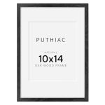 Puthiac 10X14 Solid Oak Wood Picture Frame Fits 8X10 With Mat Or 10X14 Without Mat Wall Display Only Vertical Or Horizontal Plex