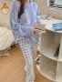 Soft & Warm Pajamas Set Comfortable Long Sleeve Pajama Top & Plush Plaid Pajama Pants Women's Loungewear & Sleepwear
