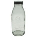 6 Pack Embossed Glass Bottle With Screw On Lid 1L