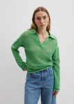 Organically Grown Cotton Mesh Long Sleeve Polo Knit