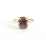 Peachy Red Oval Diamond Ring