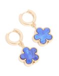 Goldair Gold Blue Flower Drop Huggie Earrings