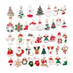 50 Pieces Christmas Charm Assorted Gold Plated Enamel Pendant