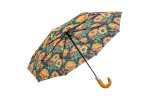 Exclusive 21" Wooden Hooked Handle Auto Open & Close Fold-up Rain Umbrella