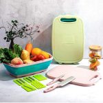 Cutting Board - 8 In 1 Multifunctional Cutting Boards - Durable Rice Husk - Collapsible Chopping Board - Space Saver - Fruit & V