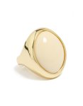 Goldair Gold Plated Chunky Oval Cream Stone Ring - M l