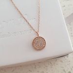 C1389-C39414 - Rose Gold Plated 925 Sterling Silver Cz Stone Necklace