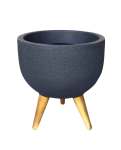 Rustic Round Japi Planter Cache Pot With Stand JVRD33 - One Size 330MM Width X 550MM Height Lead