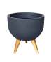 Rustic Round Japi Planter Cache Pot With Stand JVRD33 - One Size 330MM Width X 550MM Height / Lead