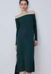 Off-the-shoulder Jersey Dress - Dark Green
