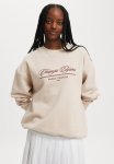 Cotton On Classic Fleece Graphic Crew Sweatshirt-champs Elysees Stone