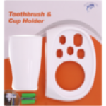 White Toothbrush & Cup Holder With Cup