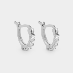 Sterling Silver Cubic Zirconia Womens MINI Hoop Earrings