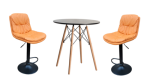 Smte Soft Padded Perla Black Based Bar Stool And Table Set Orange With Keychain