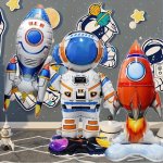 3PCS Party Decoration Balloons In The Shape Of Cartoon Rocket Astronauts For Mother's Day Decorations Wedding Decorations Birthd
