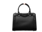 Elegant Two-tone Structured Satchel Handbag- Black