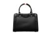 Elegant Two-tone Structured Satchel Handbag- Black