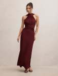Rosalba Gathered Panel Maxi Dress - 16 Plum Fig