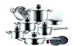 Smte Quality Premium 16 Piece Cookware Set- Steel With Keychain