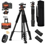 K&f Concept Smart Lightweight Camera & Phone Tripod Ultimate Stability 8KG Load Capacity S255A3+B-HEAD Black