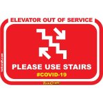 Tork Craft Covid 19 - 470MM X 310MM Social Distancing Wall Graphics - Red Use Stairs