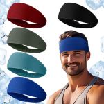 Jeere 5PCS Summer Cooling Headbands For Men Stretchy Workout Sports Sweatbands Absorb Chill Cool Hairband For Hot Weather Runnin